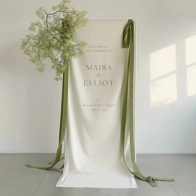 Tissus de mariage signes de bienvenue bannières de mariage en lin personnalisées décorations de mariage personnalisées signes de cérémonie extérieure