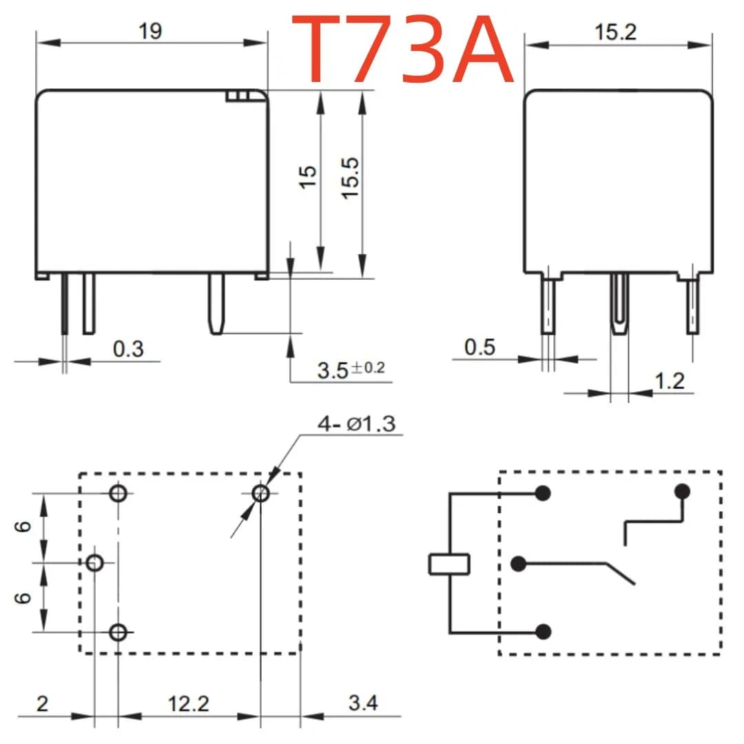 Nouveau LRD-S-105DM/105DMF/106DM/106DMF/109DM ; LRD-S-112DM/112DMF/124DM ; Relais LRD-S-124DMT (T73A) 4 broches