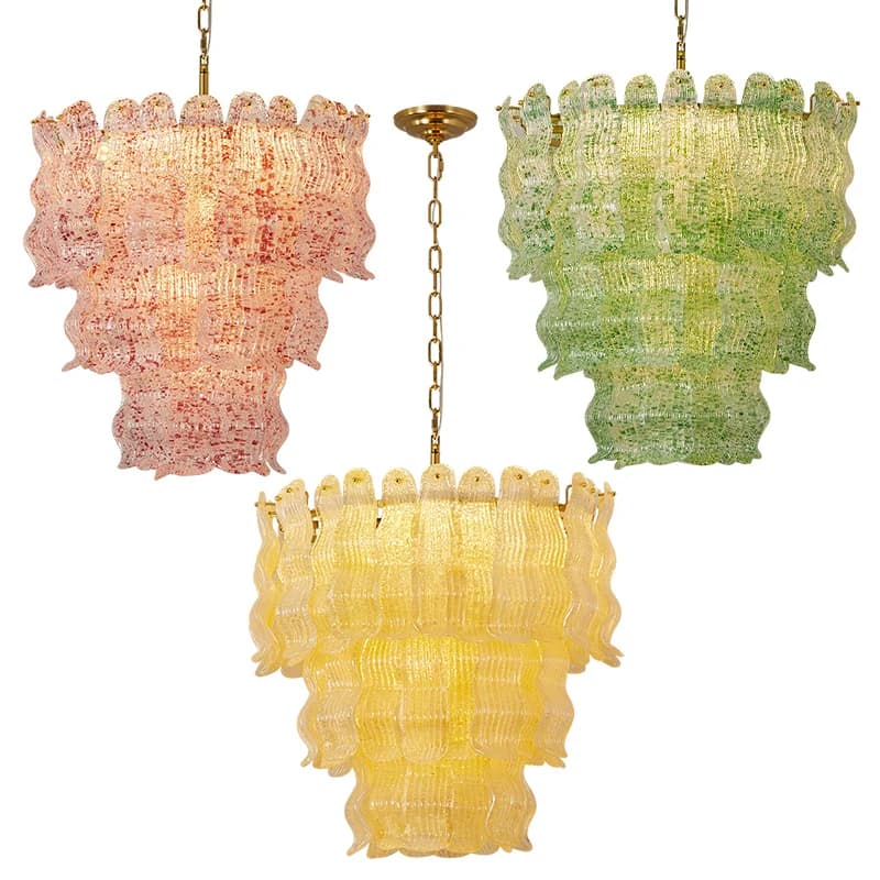 Lustre suspendu moderne et contemporain en verre de Murano à LED dimmable pour salon