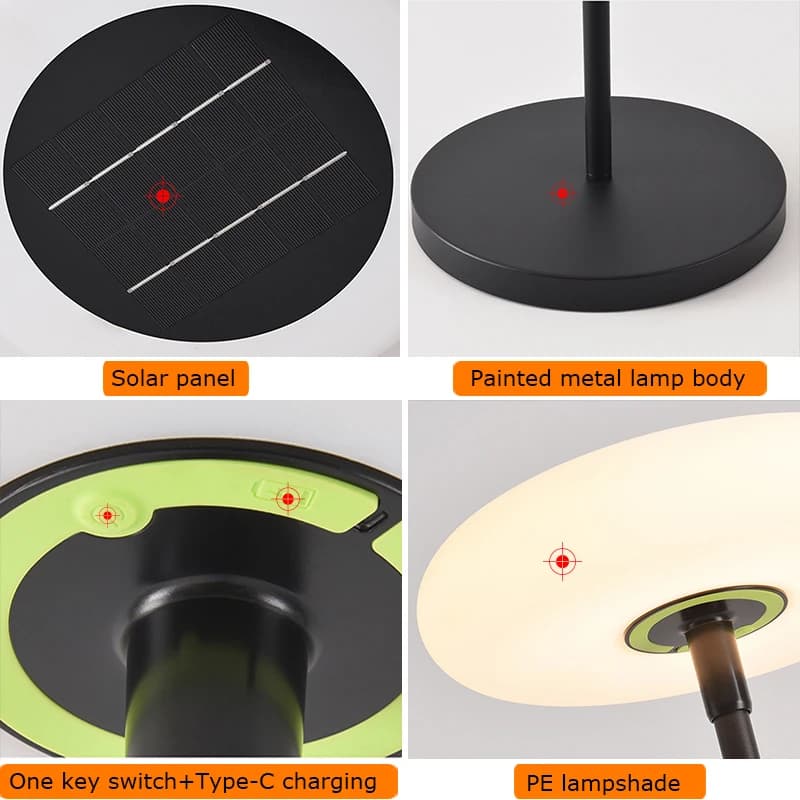 Lampadaire extérieur lumière à énergie solaire 4400 mAh batterie Rechargeable lumière sans fil USB-C chargé IP54 lampe pour pelouse piscine jardin