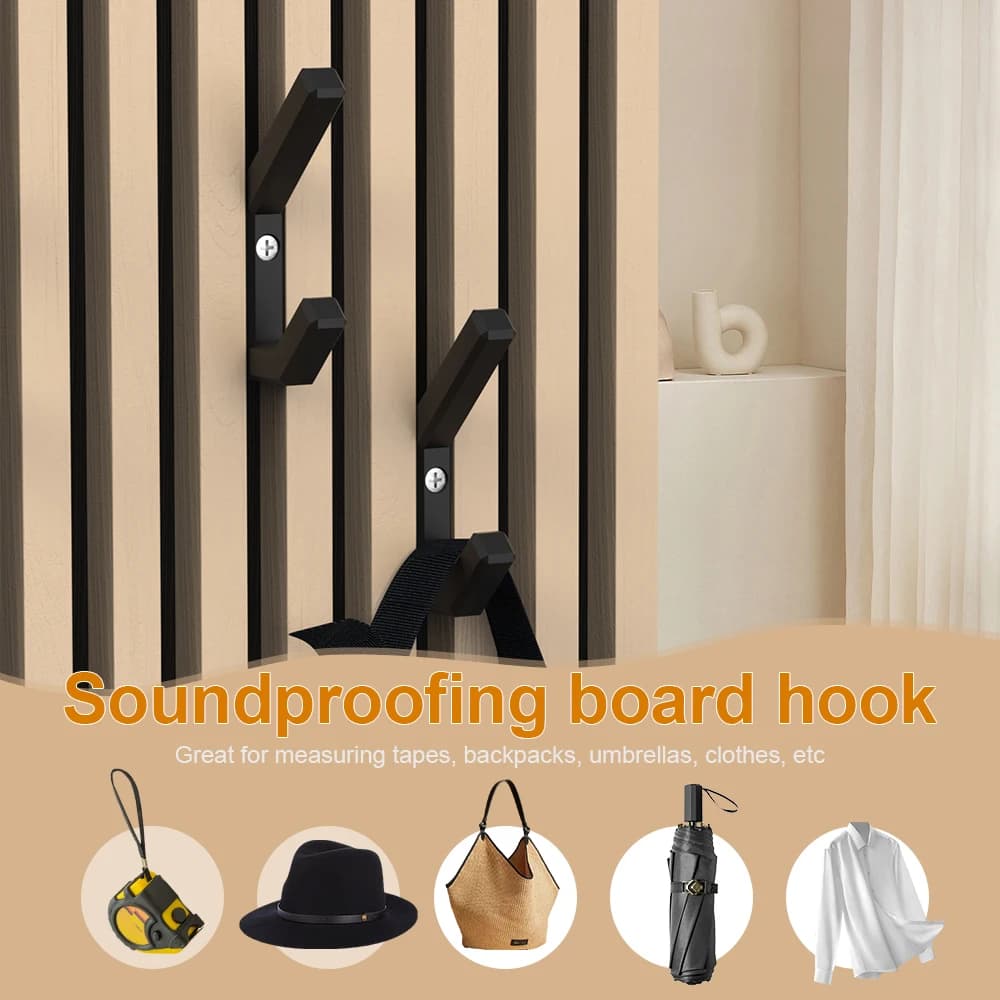 2 crochets minimalistes pour panneaux acoustiques, noir et blanc, compatibles avec la plupart des panneaux acoustiques
