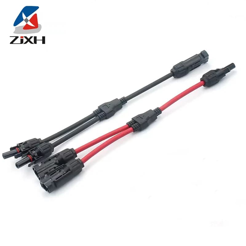 Connecteurs solaires d'alimentation câble de branche en Y 30A, câble solaire adaptateur parallèle en paire pour panneau solaire 1 * M/FF + 1 * F/MM noir rouge alimentation