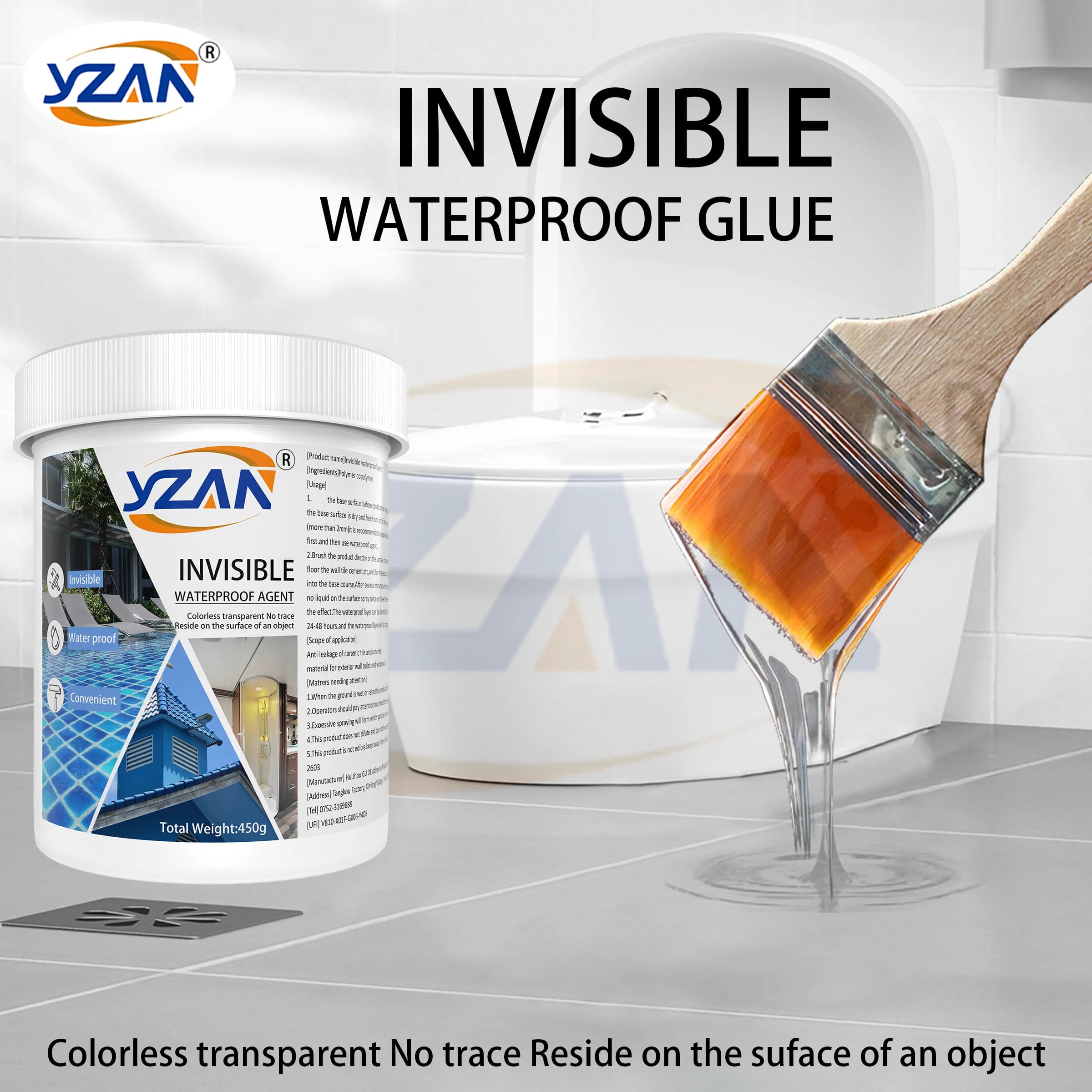 50-450 g de colle polyuréthane Agent imperméabilisant invisible Revêtement d'étanchéité transparent Colle à base d'eau sans fuite Adhésif Super mastic Réparation de toilettes Résistant aux température