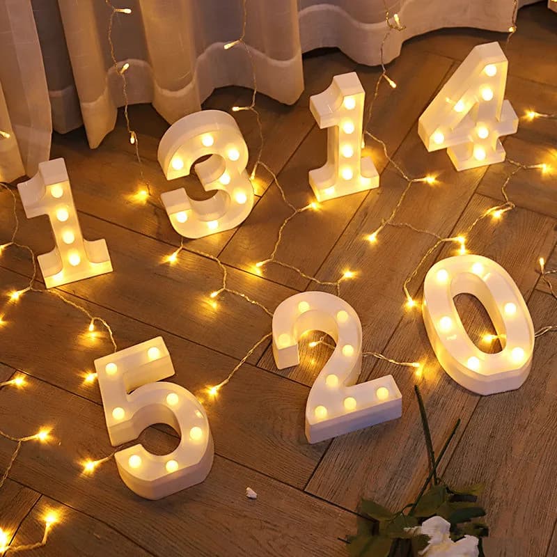 Lampes LED en forme de lettres de l'alphabet, lampes numériques, décorations pour fêtes, chambres, anniversaires, murs, mariages, décorations de maison, ornements personnalisés