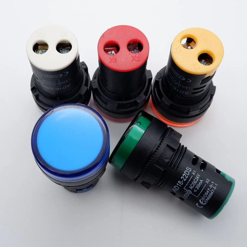 Lampe indicatrice en plastique 22 mm AD16-22DS Rouge Jaune Bleu Blanc Vert 12V 220V pour installation sur panneau