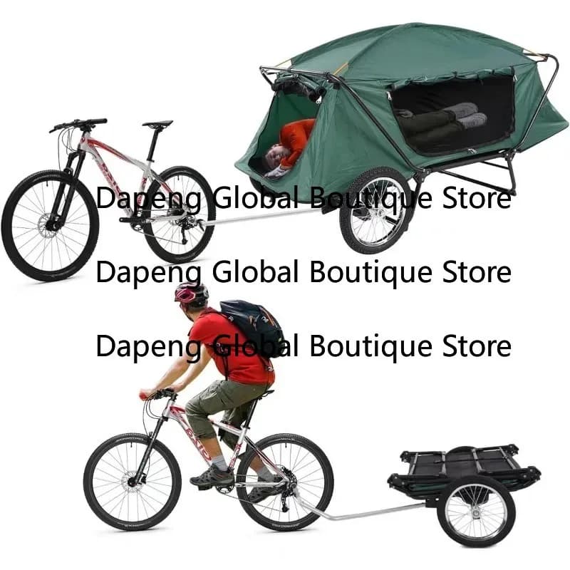 Remorque de camping pour vélo électrique et VTT, véhicule de camping extérieur, équipement de cyclisme et de camping, tente hors sol