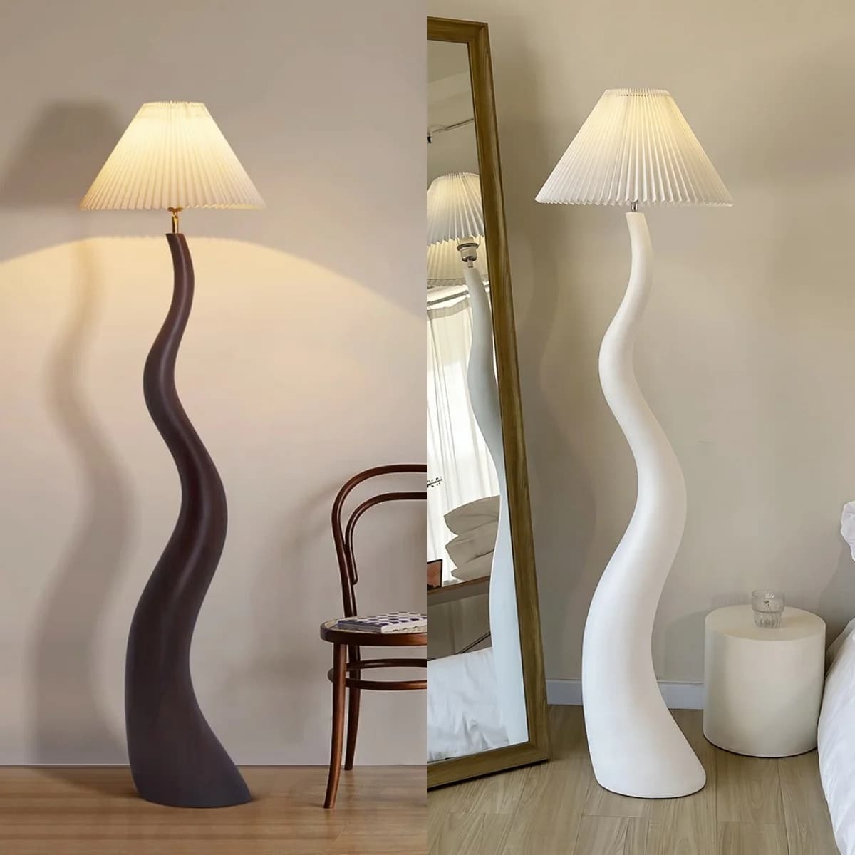 Vintage salon lampadaire nordique champignon bois Grain lumière décoration de la maison lampe chambre