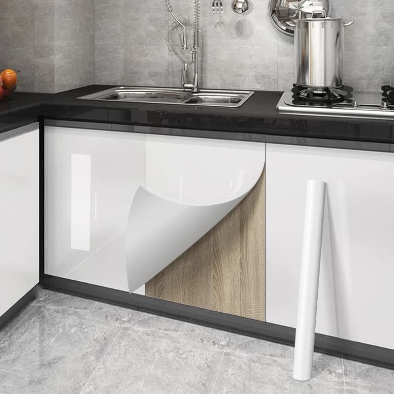 Autocollants muraux pour armoires blanches brillantes, décoration pour meubles anciens, autocollant décoratif auto-adhésif pour cuisine, résistant à l'huile et à l'eau