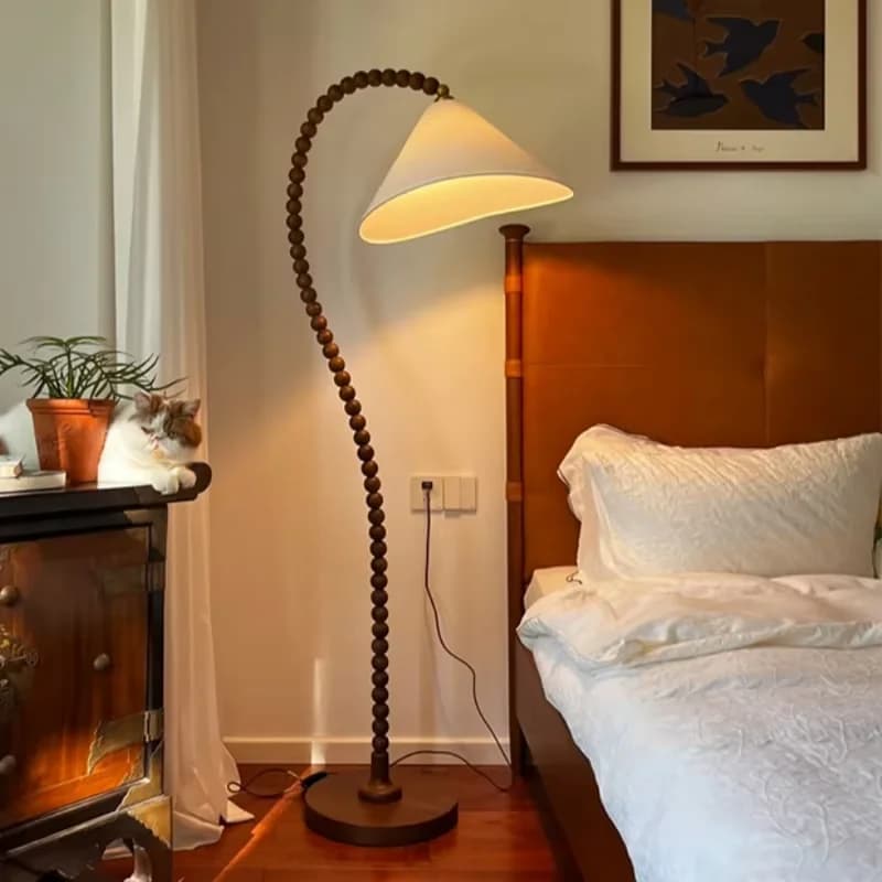 Lampe sur pied ARC moderne en bois rétro pour salon, chambre à coucher, bureau, chevet, lecture, éclairage d'appoint