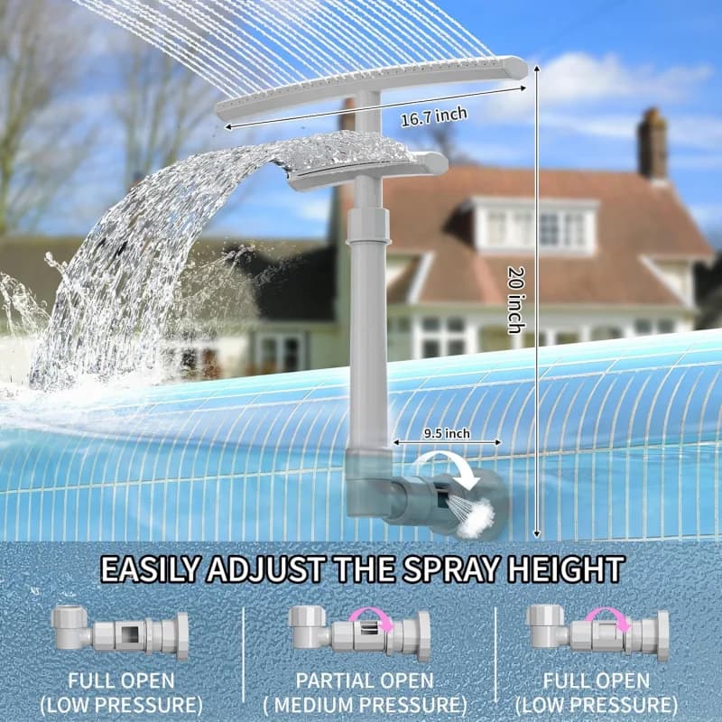 1 accessoire de fontaine de piscine réglable Double couche, capable de 360 °   Rotation, facile à installer, adaptée aux fêtes à la piscine