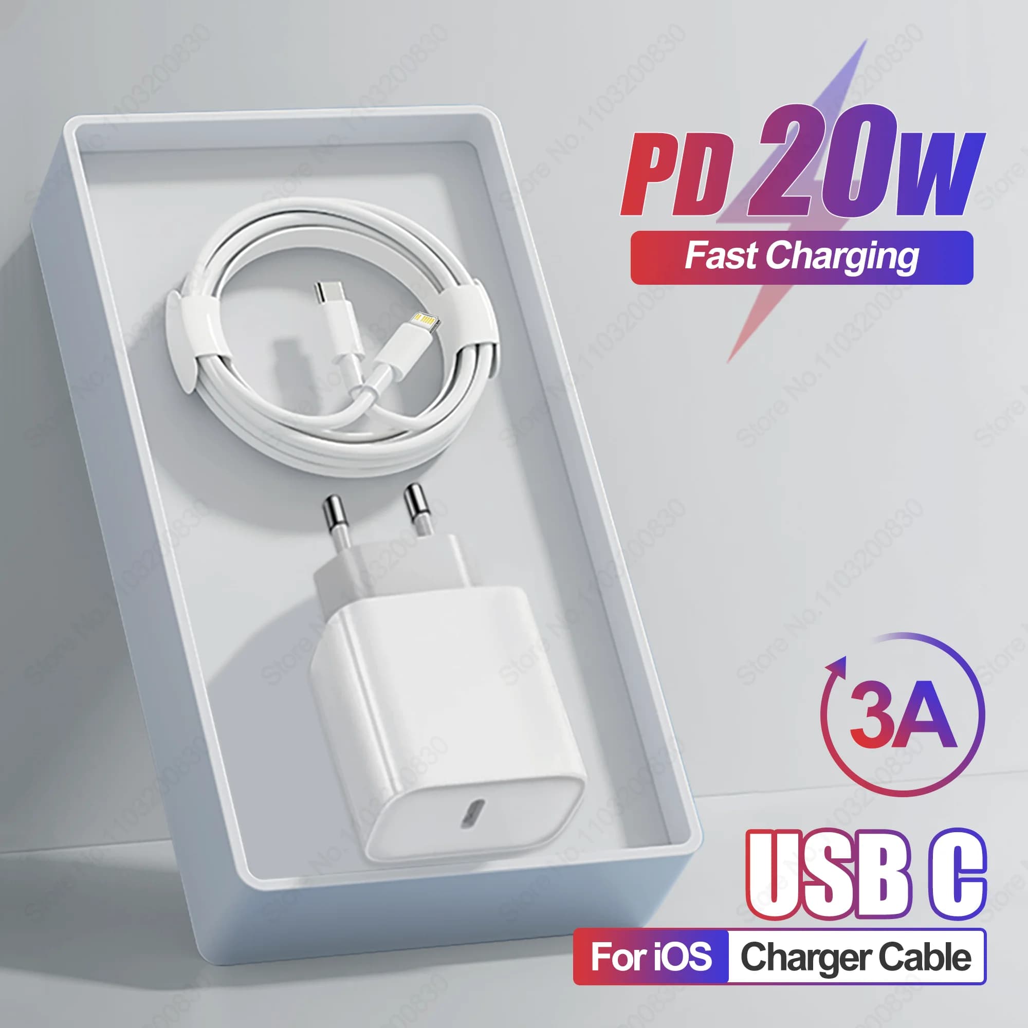 Chargeur PD 20W pour Apple iPhone 14 13 12 11 Pro Max iPad Earburd, adaptateur de charge rapide pour iPhone 8 7 Plus XS, accessoires de téléphone