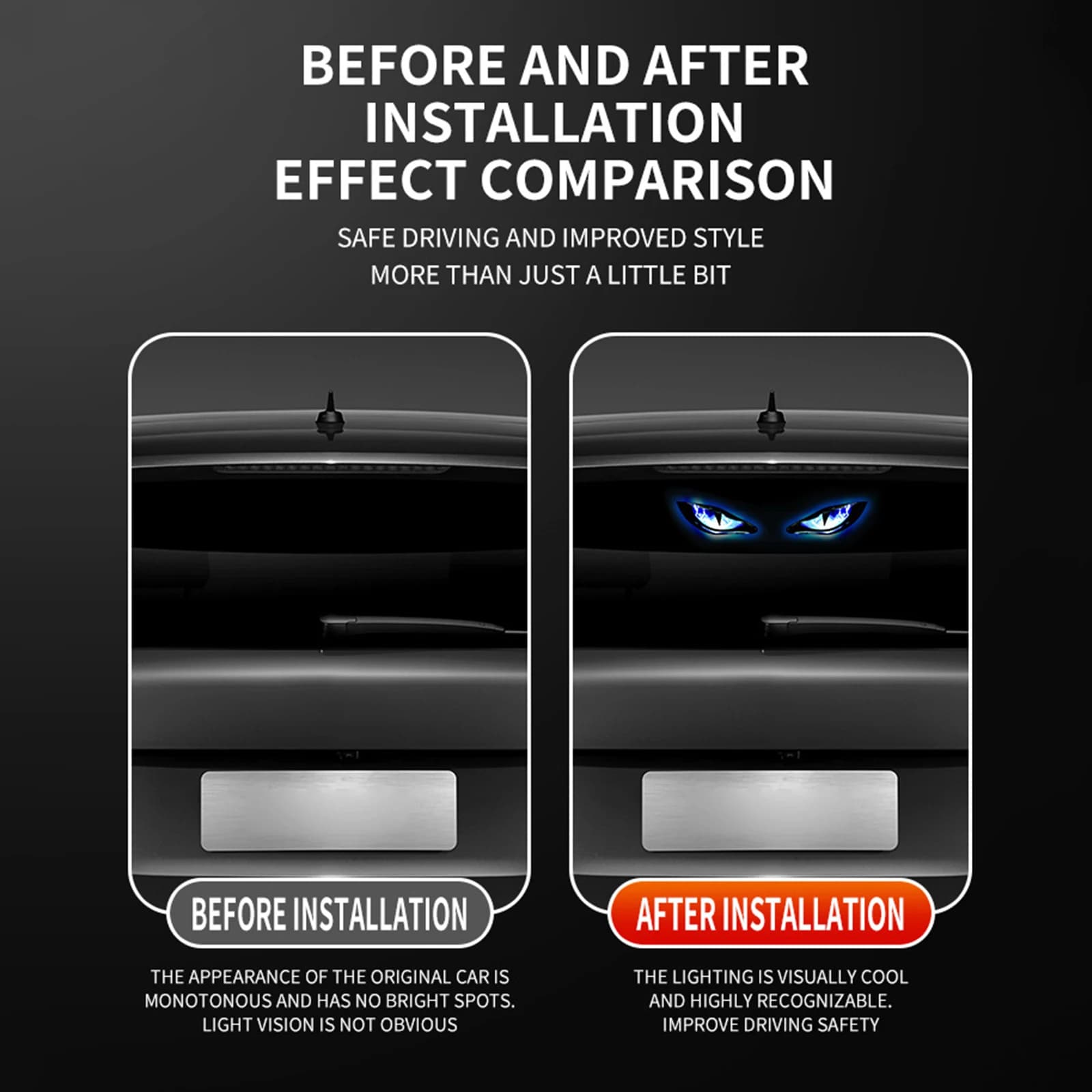 Lumières Devil Eyes à énergie solaire et recharge USB, installation facile et faisceau réfléchissant pour la décoration de SUV, camion, fourgonnette