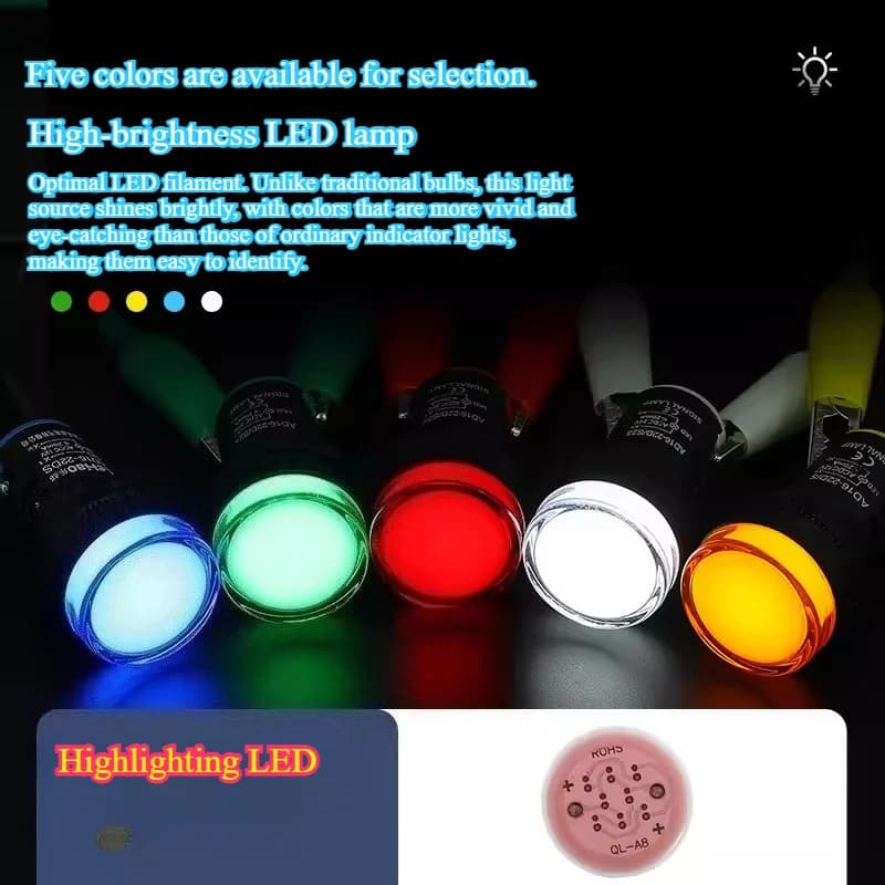Lampe indicatrice LED 22 mm 6V 12V 24V 36V 220V 380V