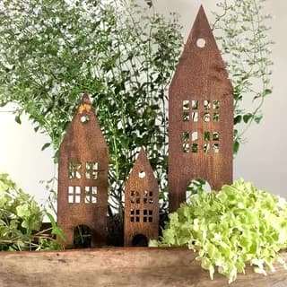 Ensemble de 3 inserts de jardin en métal de style rustique, décoration extérieure résistante aux intempéries, adaptée à la cour, au patio et au balcon, N