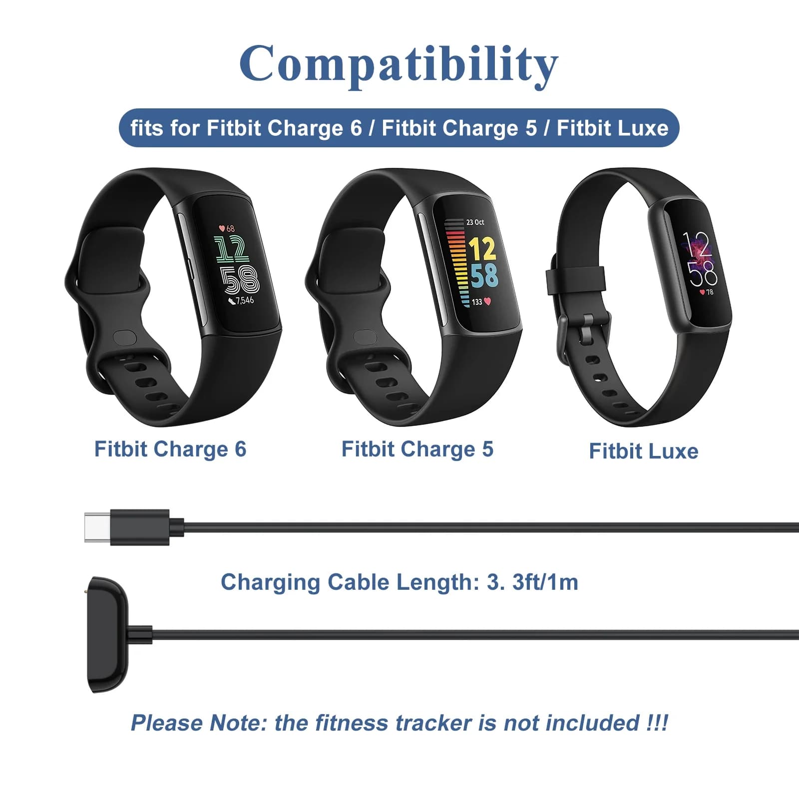 Chargeur de montre magnétique de Type C pour Fitbit Charge 5 6, câble de chargement pour Fitbit Luxe, adaptateur de station de Charge Portable, accessoires