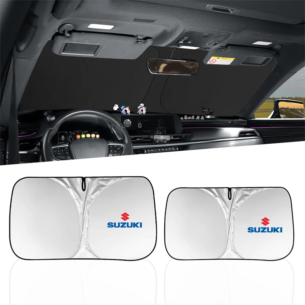 Pare-soleil pliable pour pare-brise avant de voiture, protection solaire UV, pour Suzuki Vitara SX4 Swift Alto, accessoires de capuchon de valve, 1 pièce