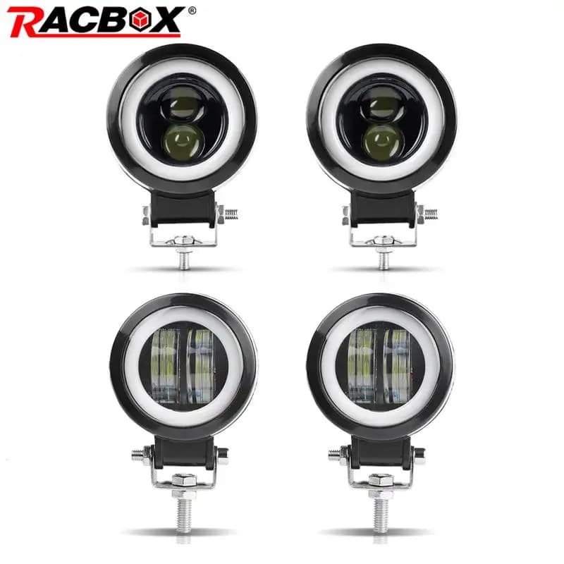 Spot lumineux Led rond Halo pour moto, 3 pouces, 12V/24V, pour Scooter Bobber Chopper ATV, lampe auxiliaire DRL, faisceau Hi/Lo