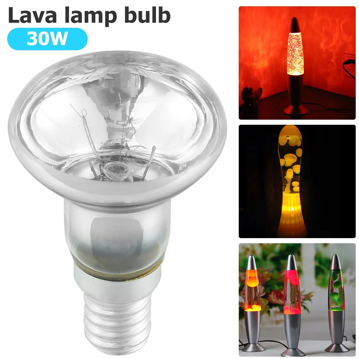 30W lampe à lave ampoules réflecteur Type ampoules R39 E14 Base lampe à lave ampoule pour lampes à lave 220-240V lampes à paillettes pour armoire chambre