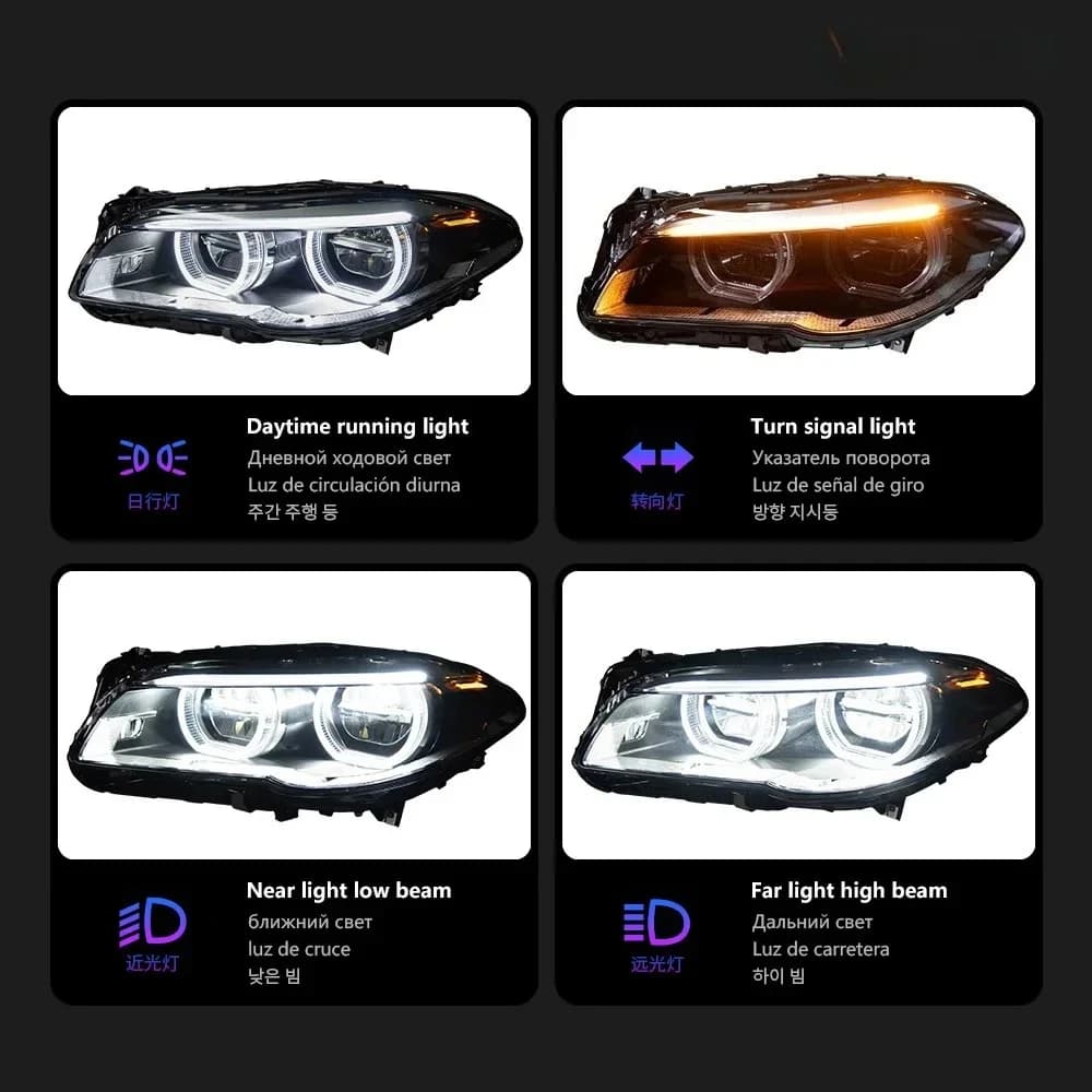 Phare pour BMW série 5 F10 F18 phares LED 2010-2017 lampe frontale style de voiture DRL Signal projecteur lentille Auto accessoires