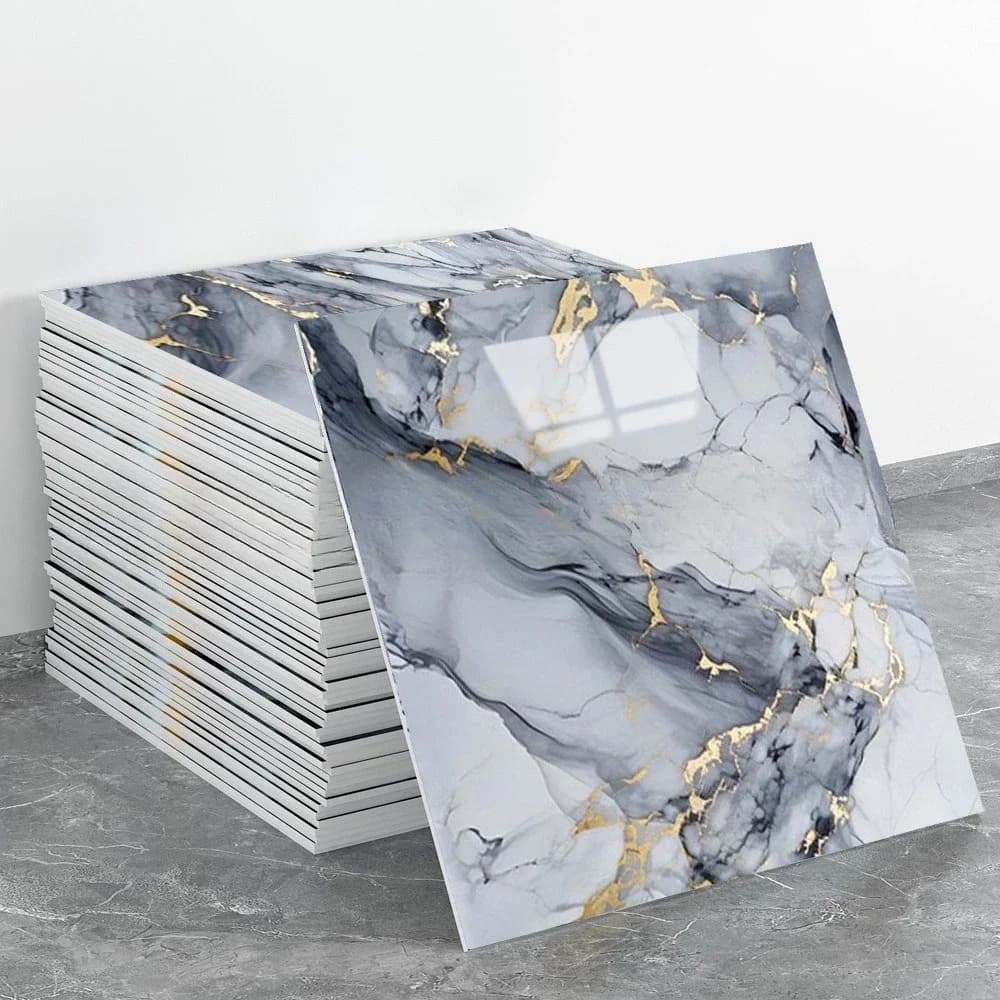 Autocollant de décoration murale de carrelage en céramique 3D Imitation marbre, 10 à 40 pièces, autocollant auto-adhésif imperméable pour sol de maison