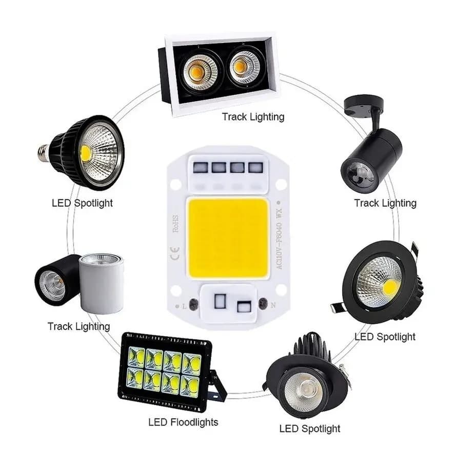F6040 20W/30W/50W AC 220V COB Module LED puce Diodes lampe ampoule pour projecteur de mise au point extérieur jardin perles lumineuses intégrées