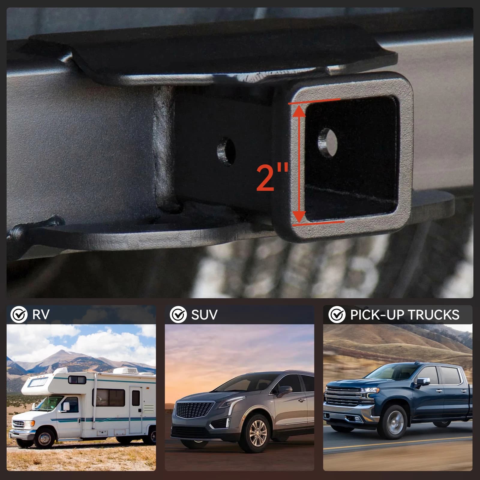Réflecteur de sécurité 2 pouces, capuchon de tube de remorque, bouchon de récepteur pour Ford, Toyota, Jeep, Nissan, Chevrolet, Ram, Dodge, ATV, rouge