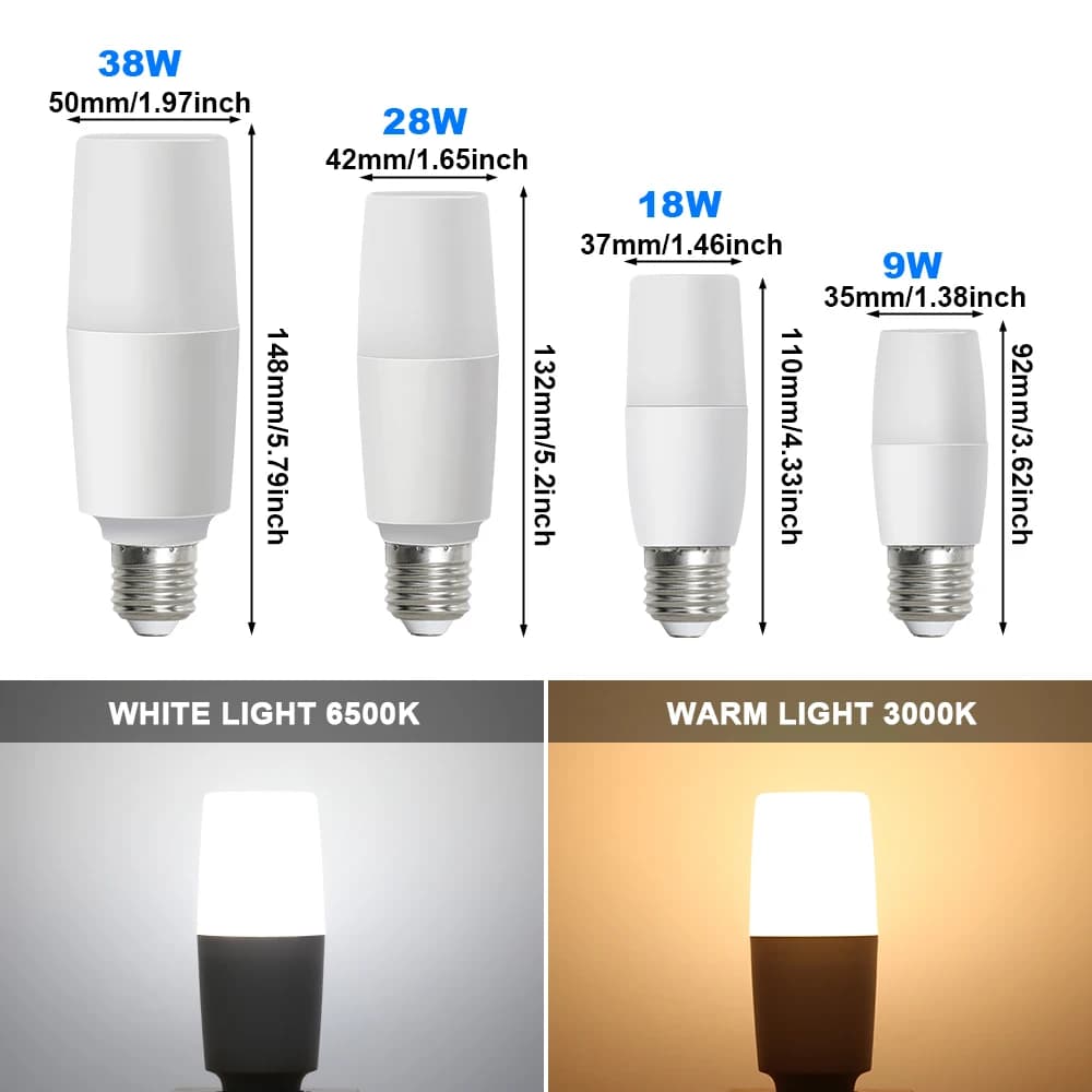 Ampoule LED E27 lampes à économie d'énergie AC 220V 9W 18W 28W 38W maison intérieure Lampada lumière LED Bombilla projecteur lampe d'éclairage