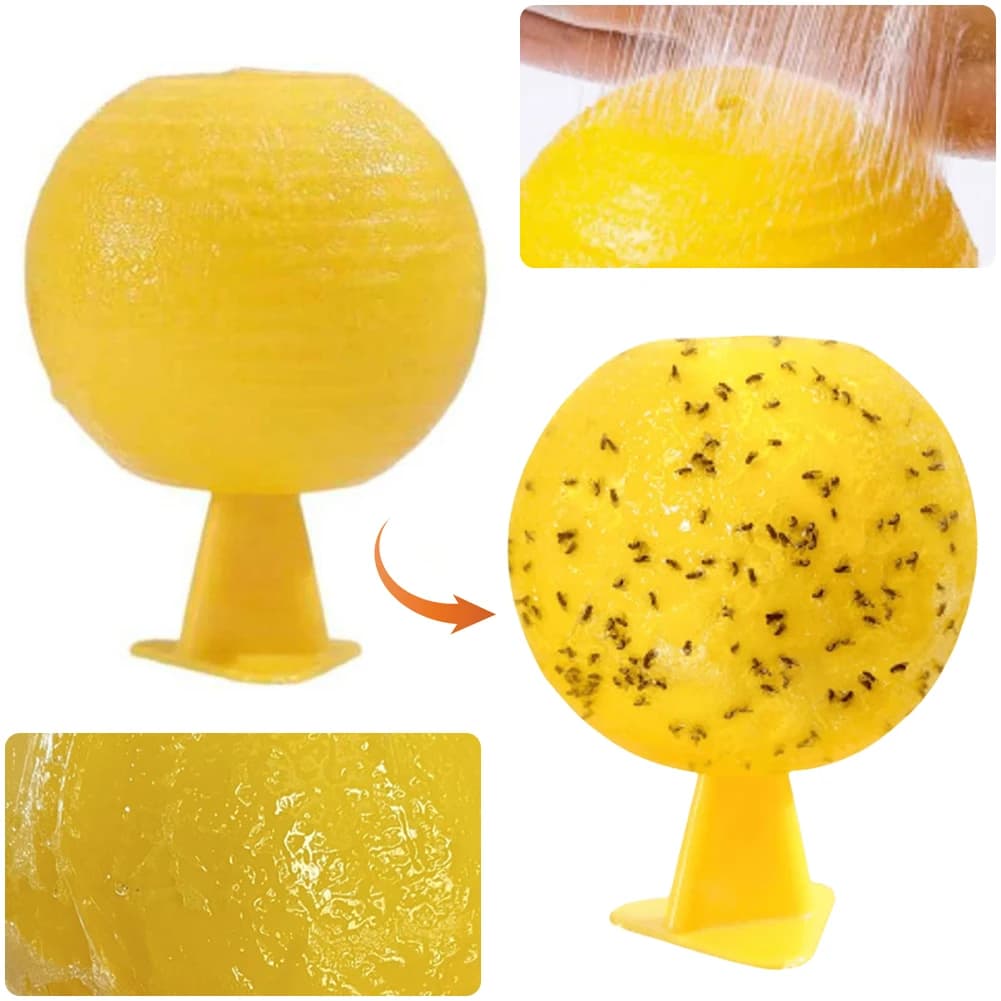 Pièges à mouches des fruits, boule collante multifonctionnelle pour attraper les insectes volants, telle que les mouches des fruits, les hélicoptères et les moucherons.