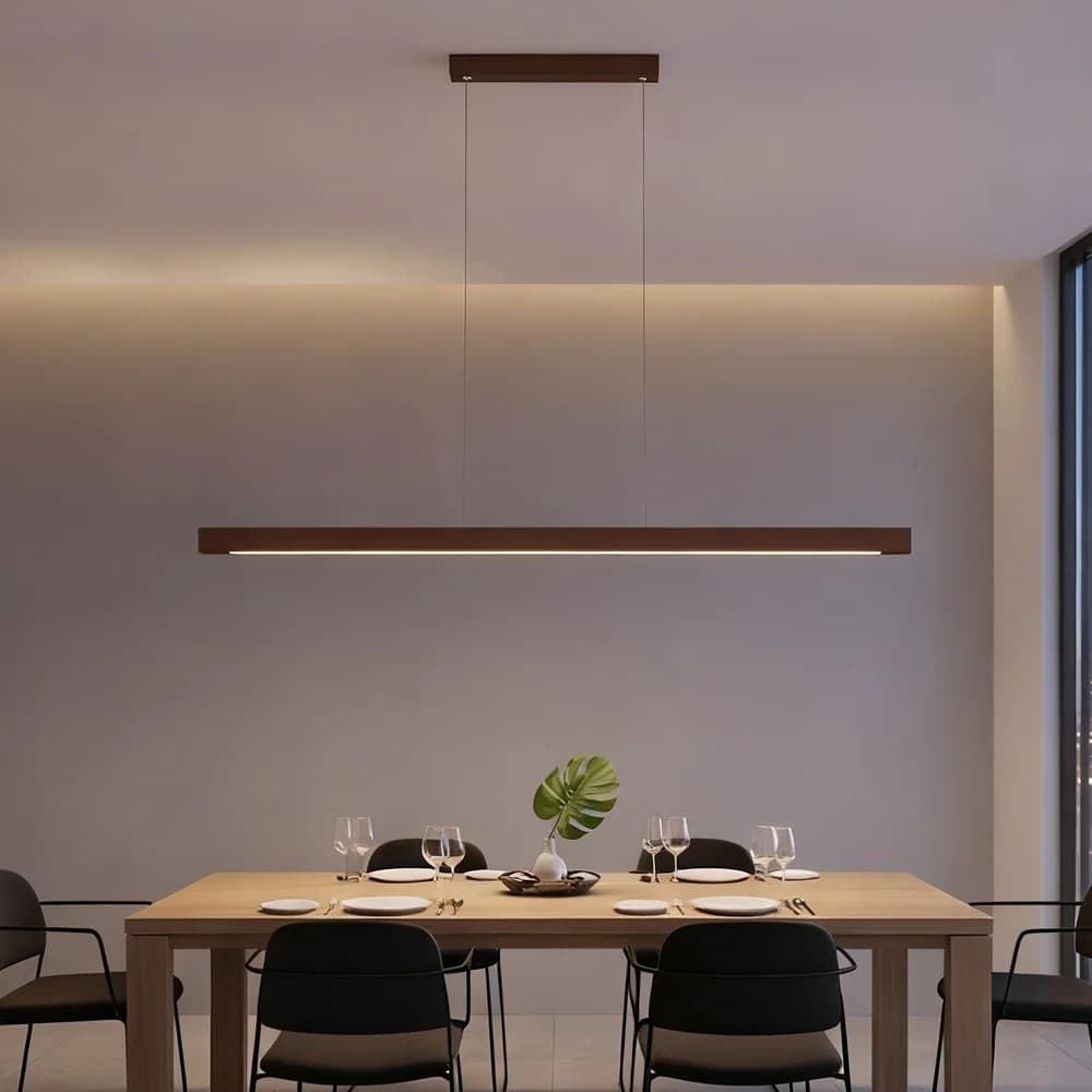 Luminaire suspendu LED en bois nordique, lustre long pour salle à manger, lampe de table à manger, lampe suspendue pour îlot de cuisine, éclairage