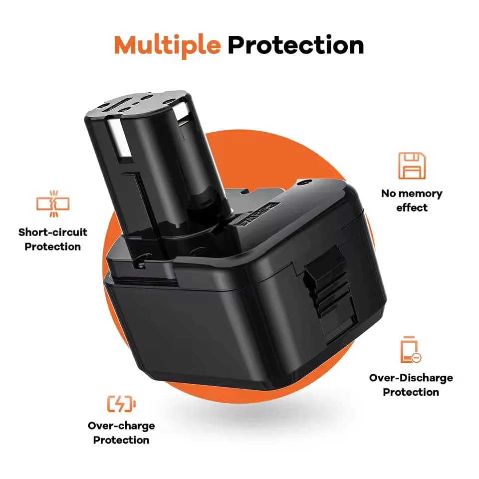 Batterie premium 12 V pour outil Hitachi | 4800 - 12800 mAh avec protection contre les surcharges pour EB1214S + chargeur