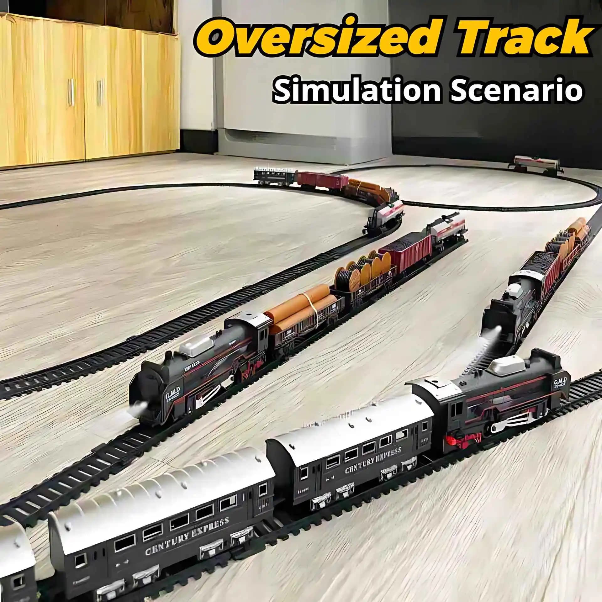 Ensemble de Train électrique Vintage avec lumières réalistes, sons, Locomotive à vapeur classique, jouet de chemin de fer pour enfants, jeu interactif, cadeau