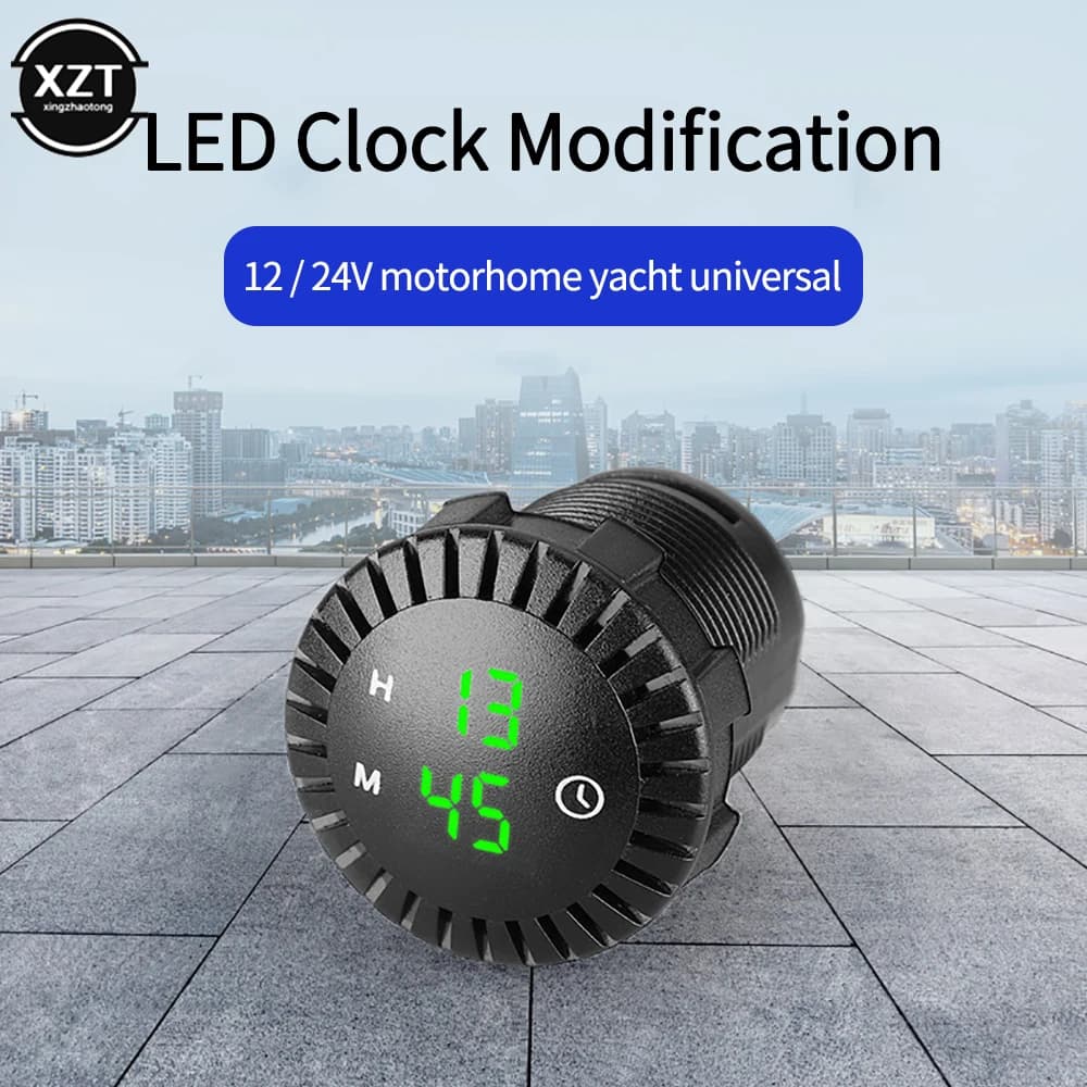 Horloge électronique de panneau de voiture, horloge numérique tactile, affichage LED, étanche, automobile, bateau, moto, 12V, 24V