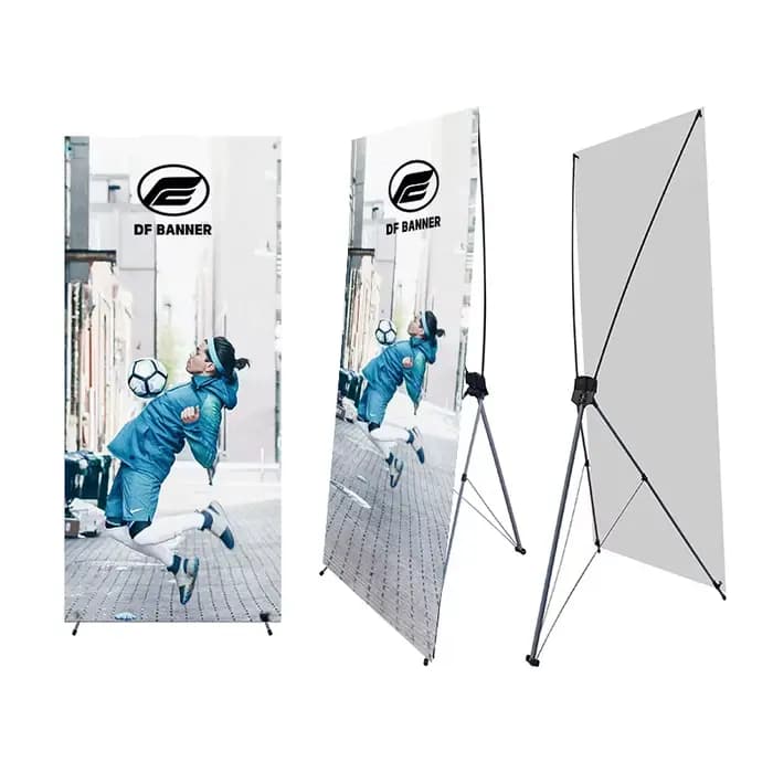 Bannière PVC personnalisée 80x180cm avec support X réglable, portable pour la décoration de fêtes sp