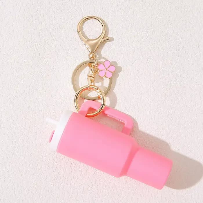 Stanley Cup Mini gobelet porte-clés accessoires mignon tasse porte-clés avec fleur sac à main sac à
