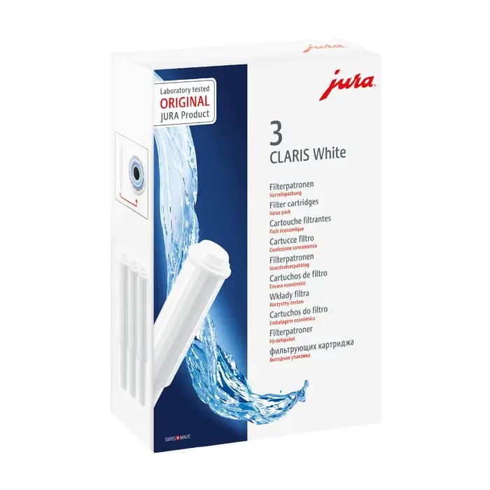 JURA - CLARIS Cartouche filtrante blanche contre les dépôts à l'échelle de lime - Hygiène certifiée