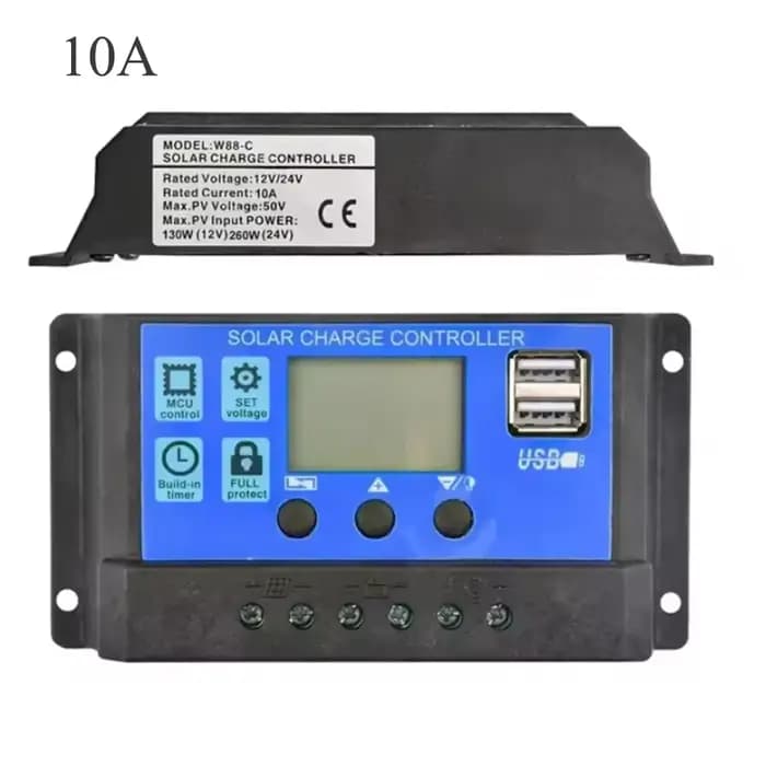 Contrôleur de charge solaire, panneau photovoltaïque, régulateur PV, déchargeur de charge, écran LCD