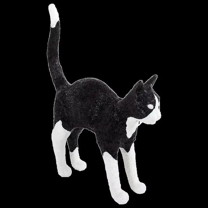 Lampe de Table Nordique Chat Noir en Résine, Luminaire Décoratif d'Nik, Idéal pour une Chambre à Cou