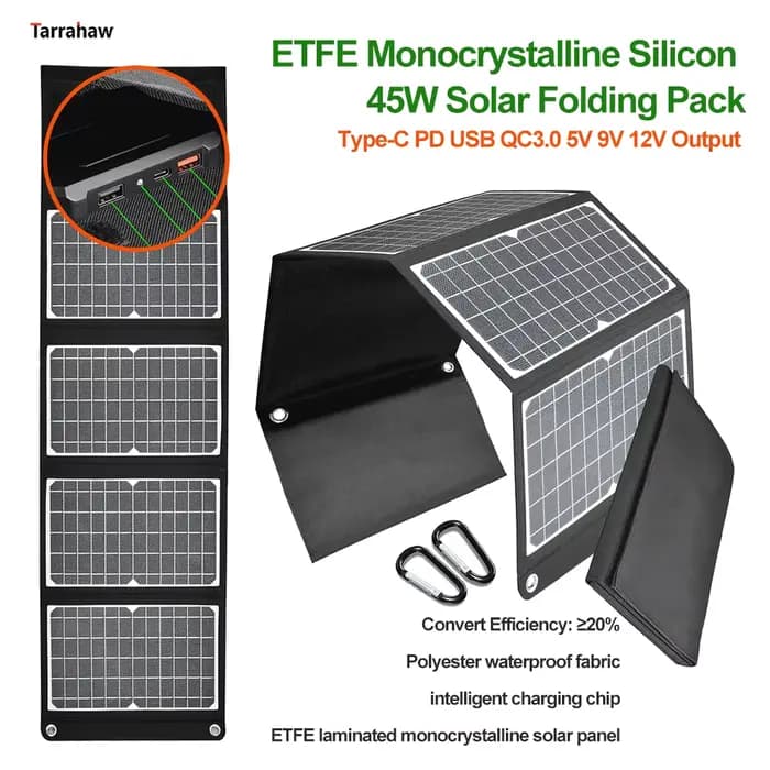 ETFE – Pack solaire pliable monocristallin 45W, cellule photovoltaïque de Type C PD USB QC3.0, sorti
