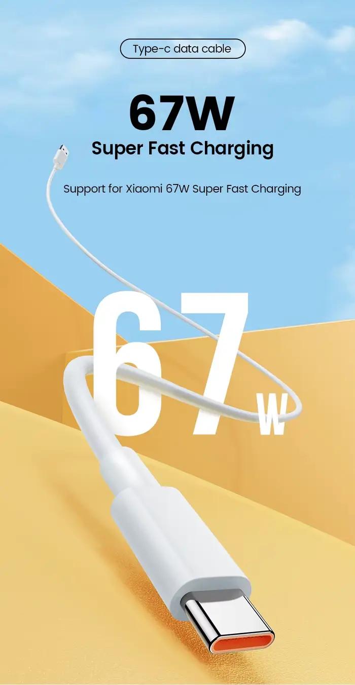 Chargeur USB Super Rapide 67W pour Xiaomi, Adaptateur Secteur Mi 12 11, Câble Type C 6A, POCO X5 X4 Pro Note 9 10 11