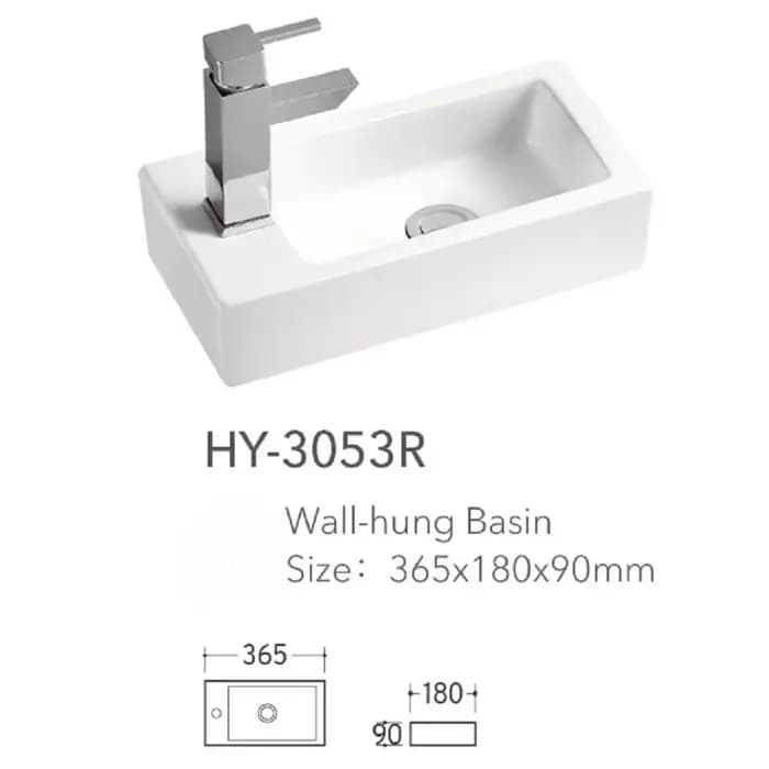 HOMini-Lavabo Mural en Céramique Ultra-Étroite, Lavabo Mural pour délégations, Chambre Familiale