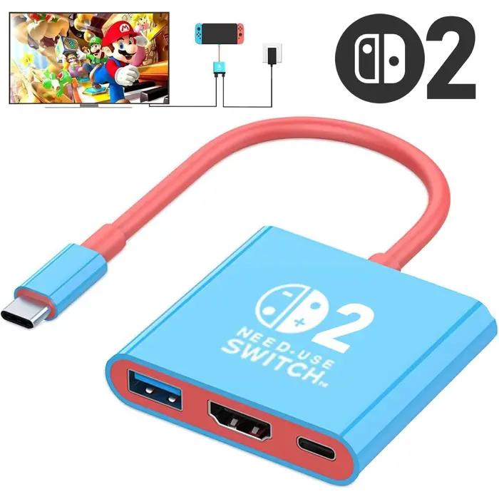 Commutateur 2 Dock HDMI 4K USB 3.0 Hub adaptateur USB répartiteur TV Station d'accueil Portable pour ordinateurs portables NDS Switch2 PC iPad MacBook Air P