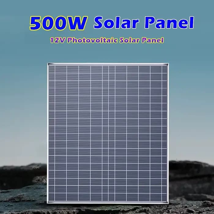 Panneau solaire monocristallin 500W avec cadre en aluminium, chargeur solaire 12V pour camping-car, bateau, camping, maison, système d'alimentation hors réseau, USB