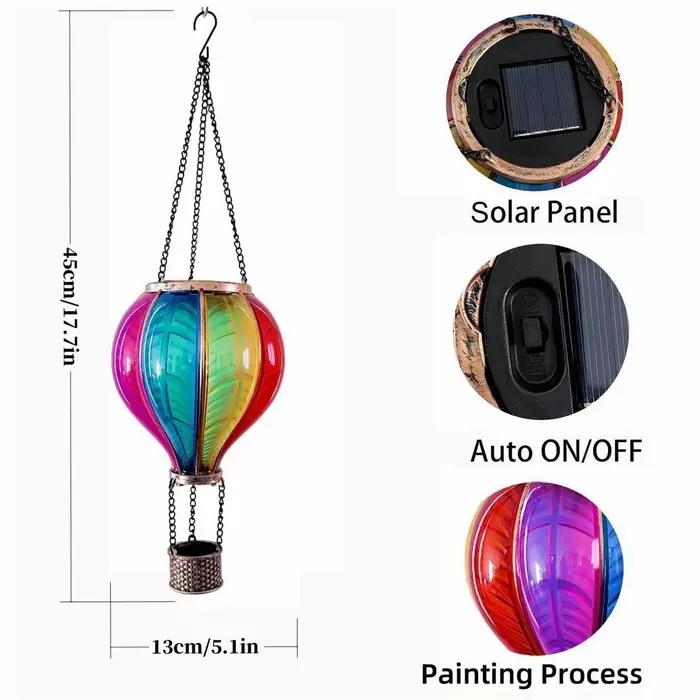 Lanterne solaire décorative portable imperméable en forme de montgolfière pour extérieur