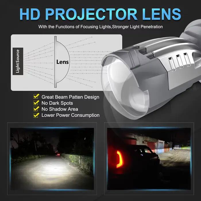 Grande lentille H4 phare LED Mini lentille de projecteur LED H4 lampe automatique phare Automobile faisceau haut/bas lumière 100W 20000LM Plug & Play