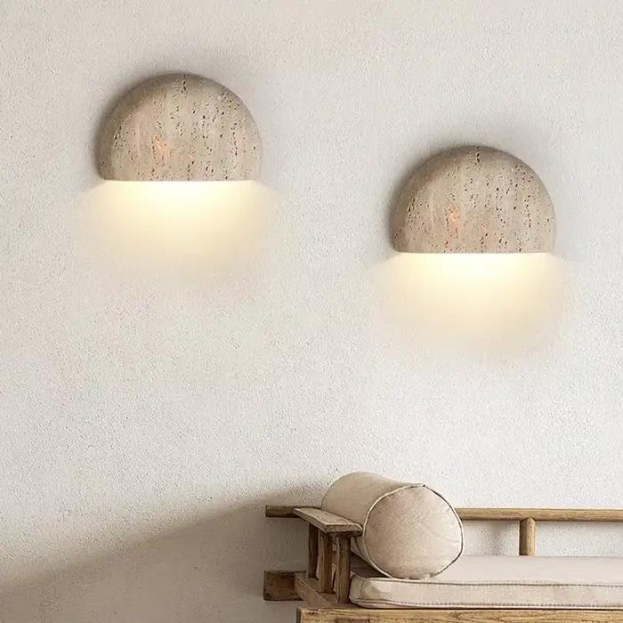 Lampe murale LED semi-circulaire en pierre naturelle créative de designer