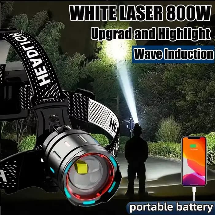 Nouveau 10000000 LM lampe frontale la plus puissante 800W phare USB lampe de poche Rechargeable haute puissance lampe frontale extérieure lumière de pêche