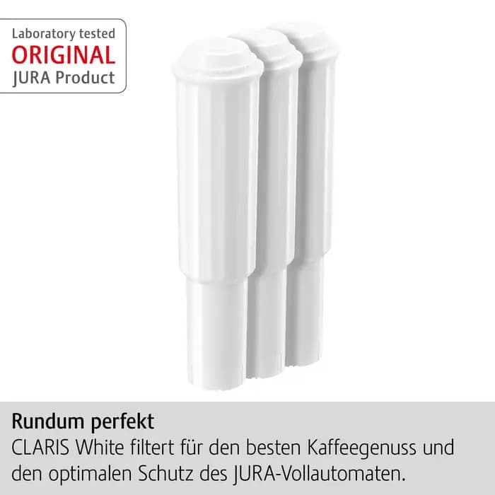 JURA - CLARIS Cartouche filtrante blanche contre les dépôts à l'échelle de lime - Hygiène certifiée APIV - Pack de 3 - 68739