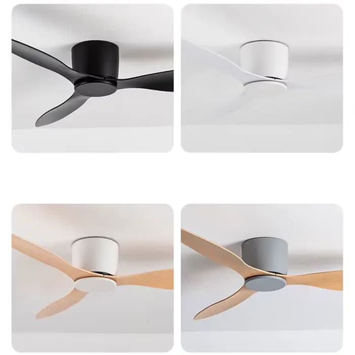 42 52 pouces ventilateurs de plafond sans lumière moteur à courant continu télécommande ventilateurs de refroidissement lampe ventilateur de plafond au sol bas bois blanc ventilateurs de couleur noire