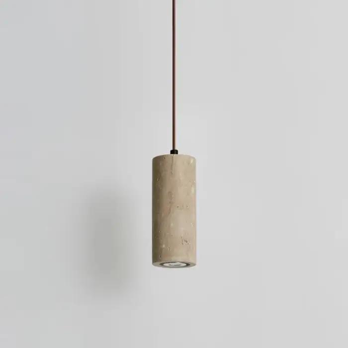 Lampe en Travertin Jaune Suspendue au Design Rétro, Luminaire Décoratif d'Nik, Idéal pour un Salon, une Chambre à Coucher ou un Comptoir de Bar