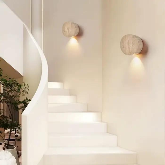 Lampe murale LED semi-circulaire en pierre naturelle créative de designer